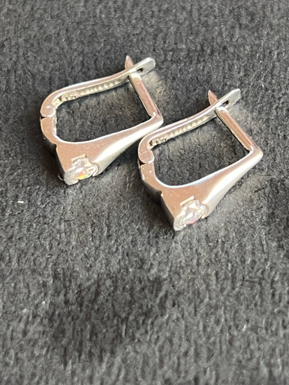 14k white gold  Cone Drop Earrings with Diamonds - Picture 3 of 9